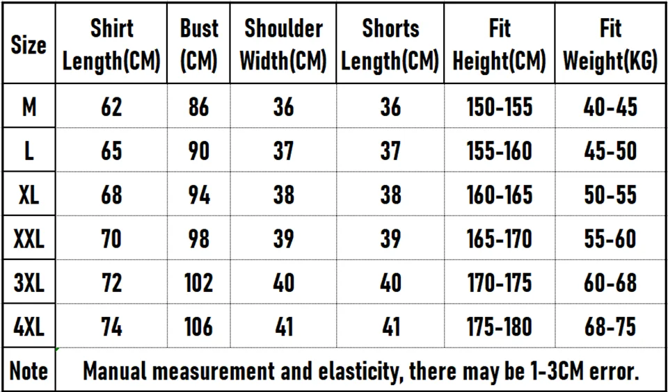 volleyball jersey size chart