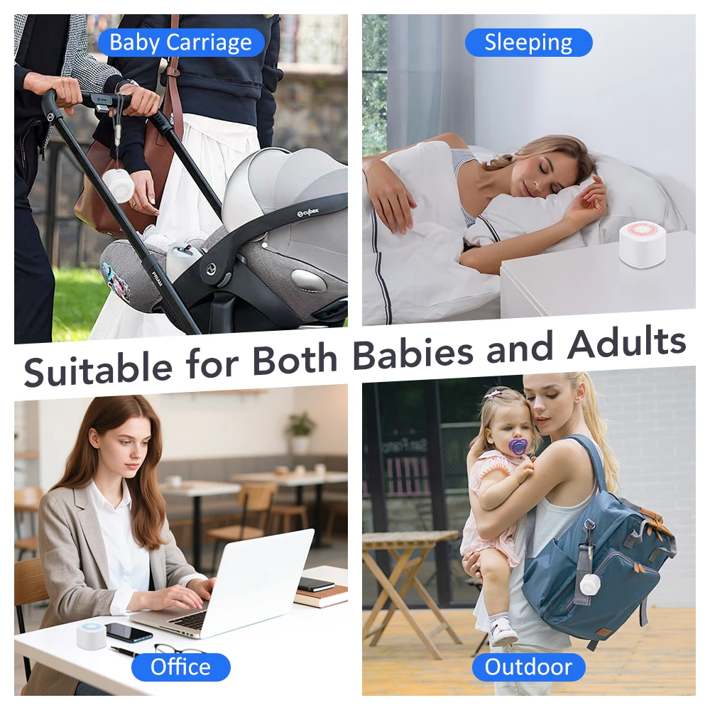 Baby White Noise Sound Machine Built-in 10 Soothing Sounds 3 Timer 7 Colors Night Light Portable Sleep Aid Device Rechargeable