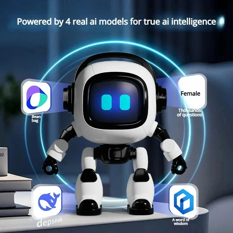 Robot da Tavolo Interattivo con Riconoscimento Vocale AI, Compagno Parlante, Gioco Educativo, Robot Giocattolo per Ragazzi e Ragazze, Regalo - immagine 2