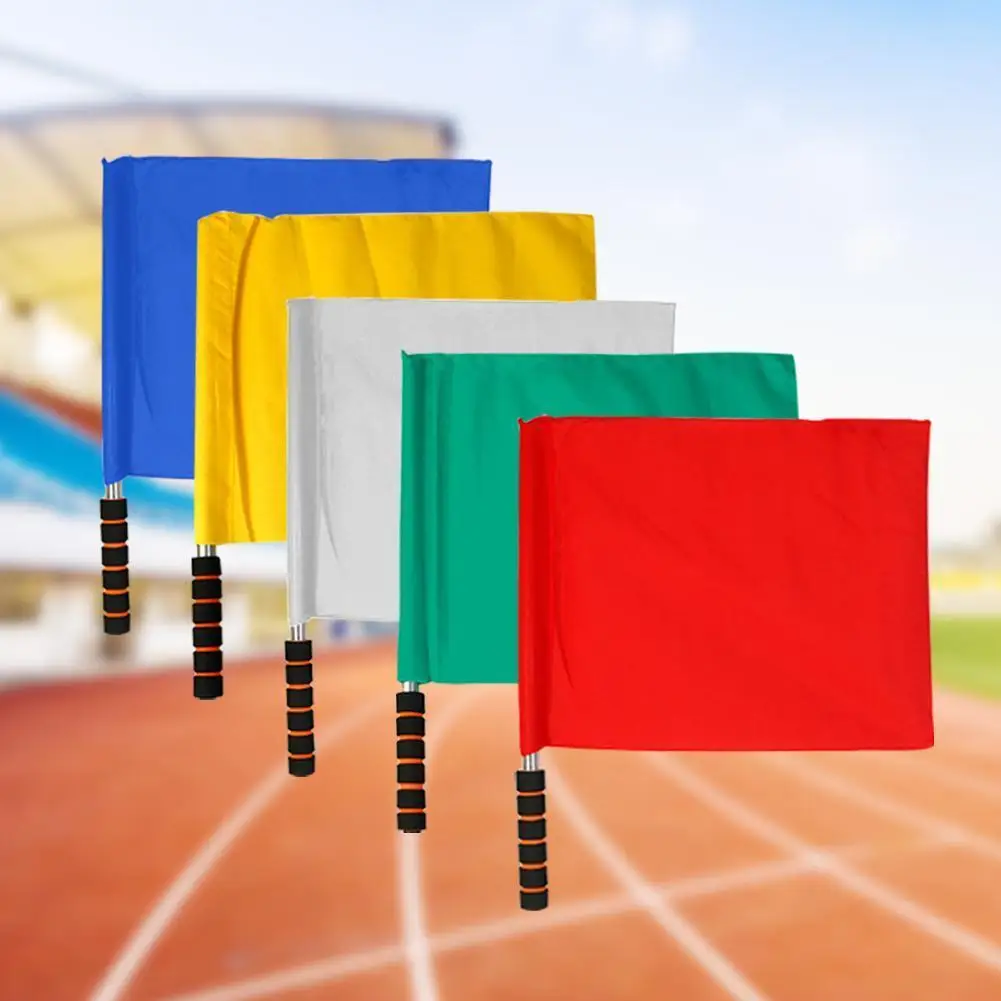 1pcs Soccer Referee Flag Red White Yellow Blue Green Football Training Command Flag Competition Signal Flag Referee Supplies