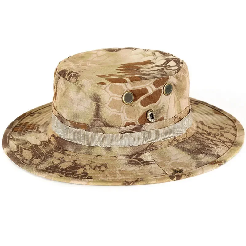 Outdoor Camouflage Jungle Hat round Edge Mountain Climbing Cap Unisex Fishing Village Hat Sunshade