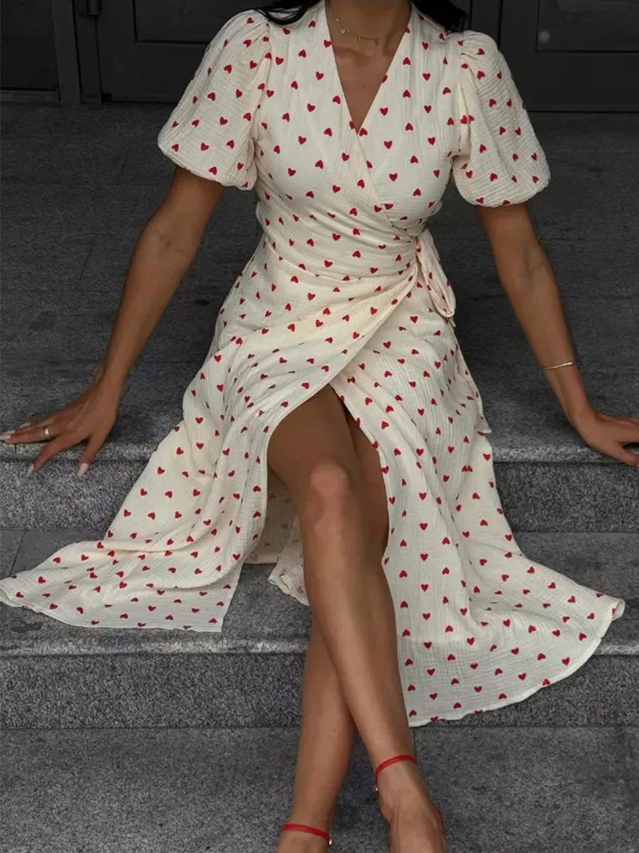 Women's Loose Fit Cotton Blend Maxi Dress with V-Neck & Short Sleeves S426bcf2b3e444a1a874a94487b757a7eV