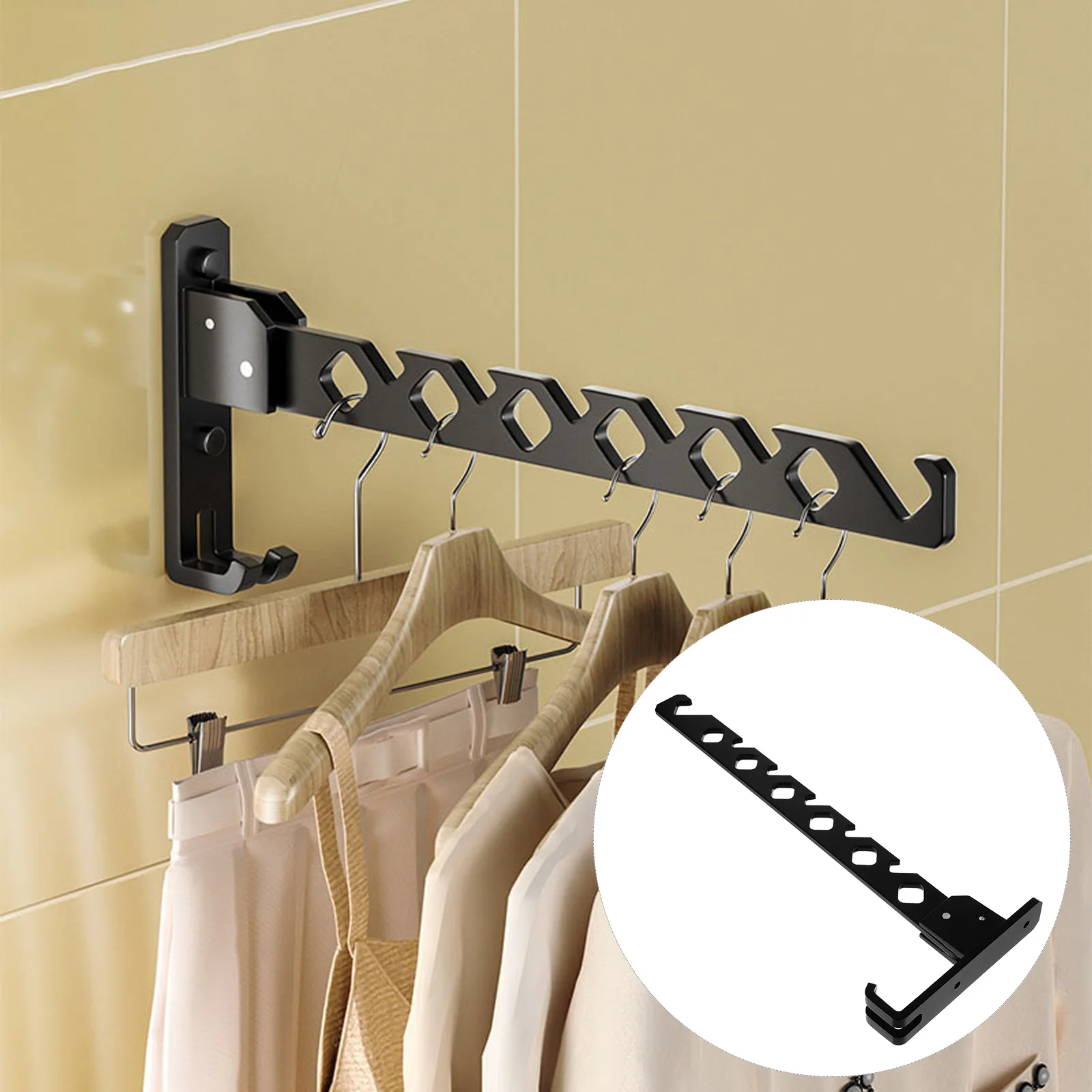 

Foldable Clothes Drying Rack Folding Clothing Wall Garment Aluminum Alloy Wall-mounted Metal
