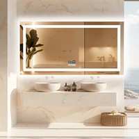 Extra Long Rectangle LED Bathroom Mirror with Bluetooth Speaker Front-lit and Backlight Vanity Mirror Smart Anti-fog 2