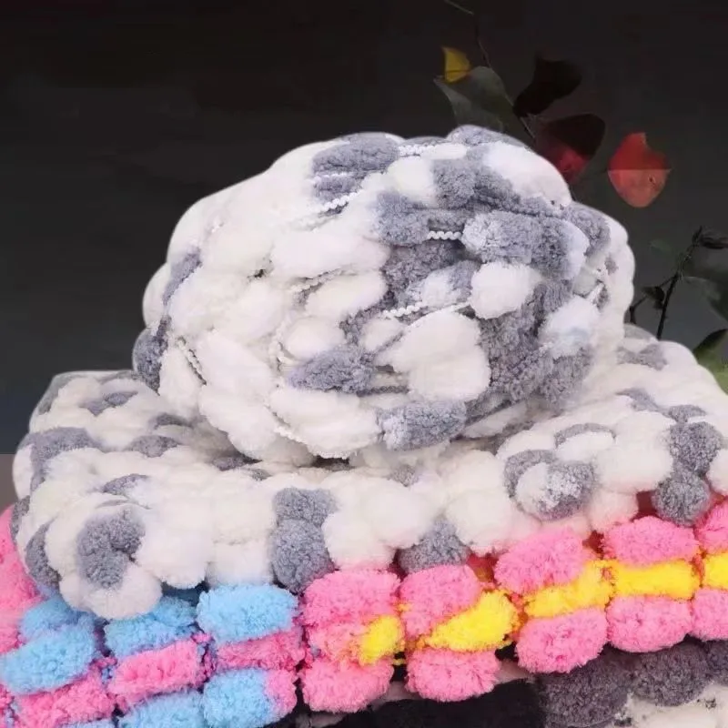 130g 25m Thick Woolen Big Pom Pom Yarn Soft Yarn Hand Knitting Crochet Yarn for Needlework Handbags Cushions Carpets