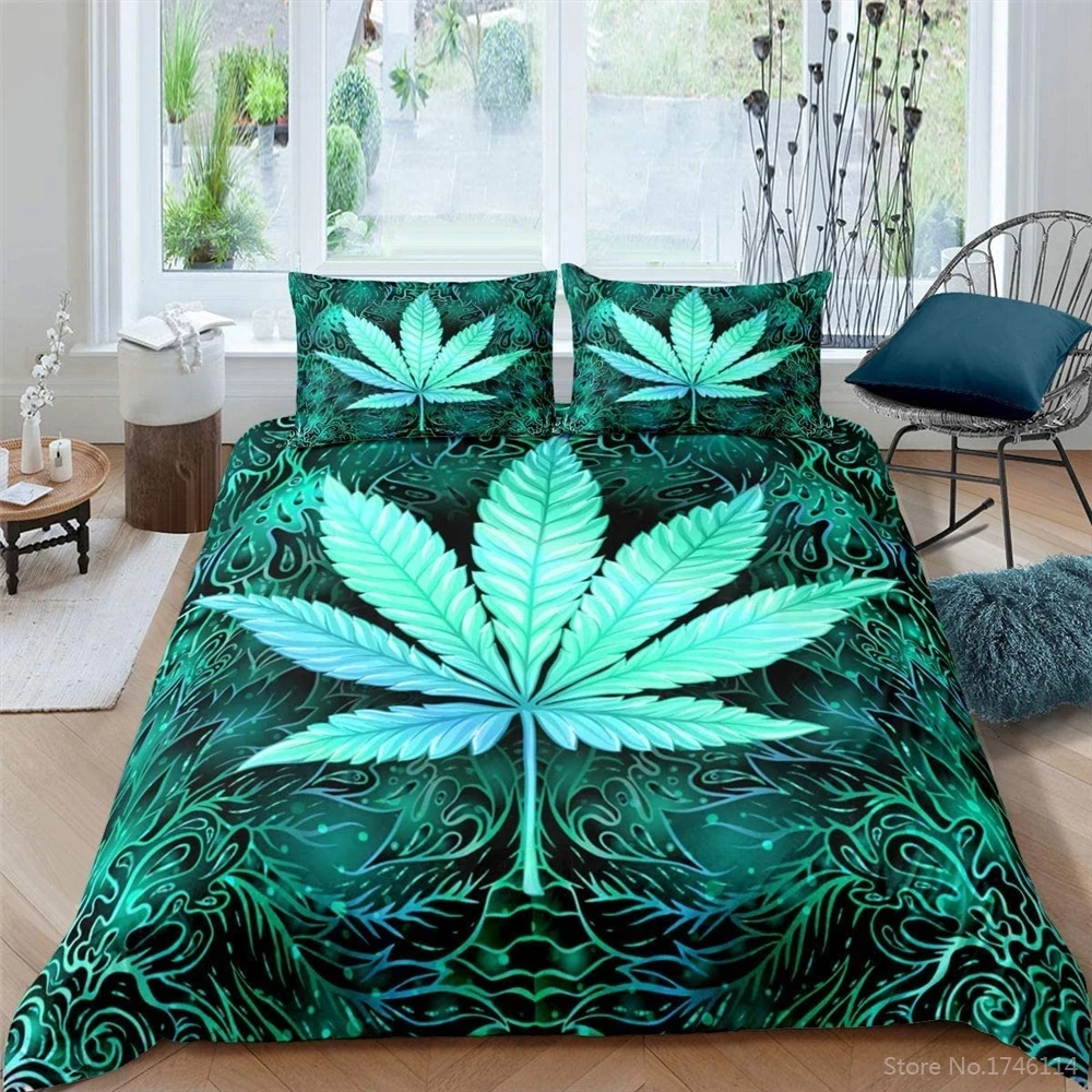 

3D Print Maple Leaf Plant Leaves Duvet Cover Set Twin Full Queen King Size Bedding Set Soft Quilt Cover & Pillowcase Bedclothes