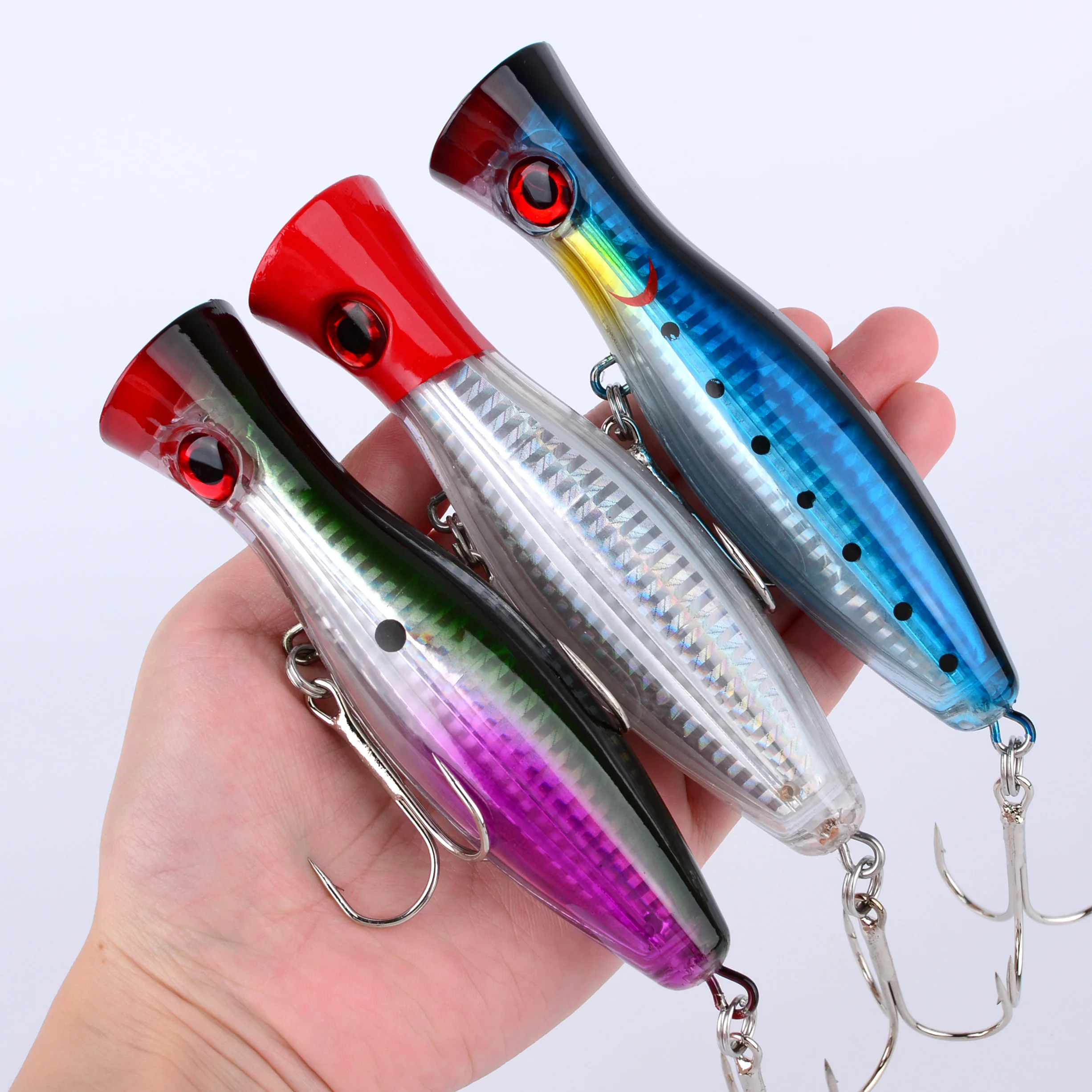 Enhanced Fishing Popper Lure for Saltwater and Freshwater Surface Casting