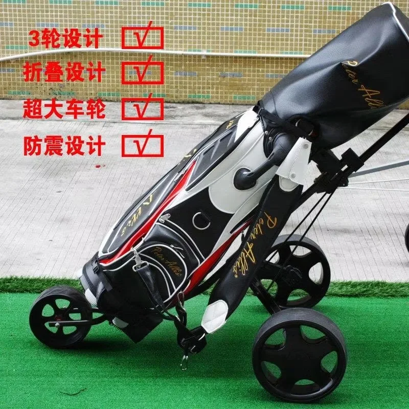 3 Wheels Golf Pull Cart Hand push Golf Trolley Foldable and Portable