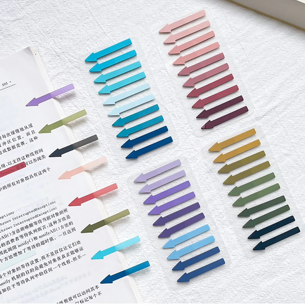 

200 Sheets Transparent Fluorescent Index Tabs PET Arrow Flags Sticky Note for Page Marker Planner Stickers Office School