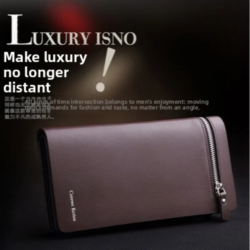 New men's multifunctional mobile phone bag with large capacity, men's business zipper, hand-held bag, wallet