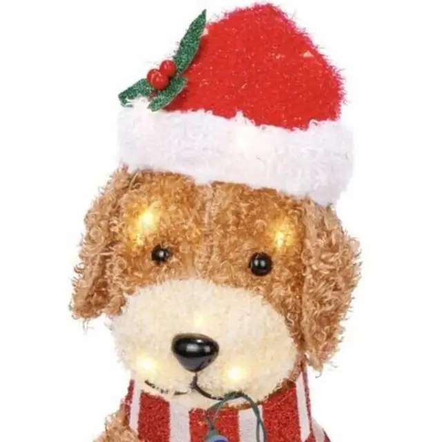 Goldendoodle Holiday Karácsony Led Light Up Fluffy Doodle Dog Dekoráció Könnyű Húrral A Kültéri Udvar Kerti Dekorációhoz - Image 2