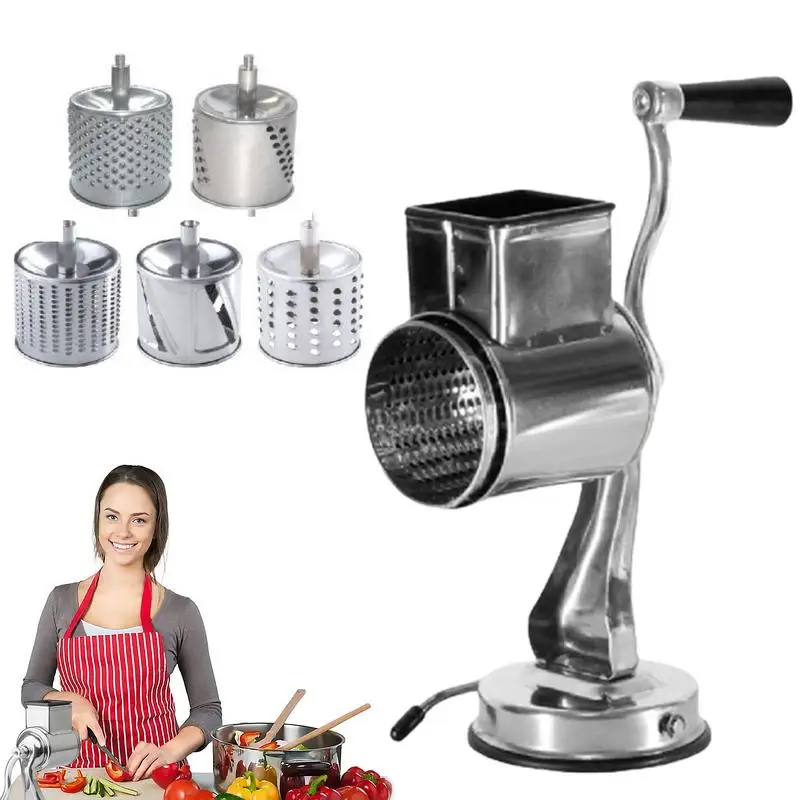 

Cheese Grater With Crank Stainless Steel Multifunctional Grater Manual Rotary Vegetable Slicer Cutter Machine Kitchen Gadgets
