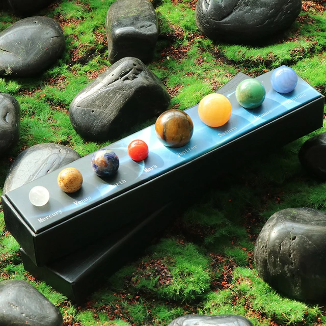 Természetes Kristály 8 9 Bolygók Golyó Napfény Napsugár Szikla Kvarc Kövek Gyöngyök Gyógyító Reiki Chakra Energia Gömb Galaxis Modell - Image 3