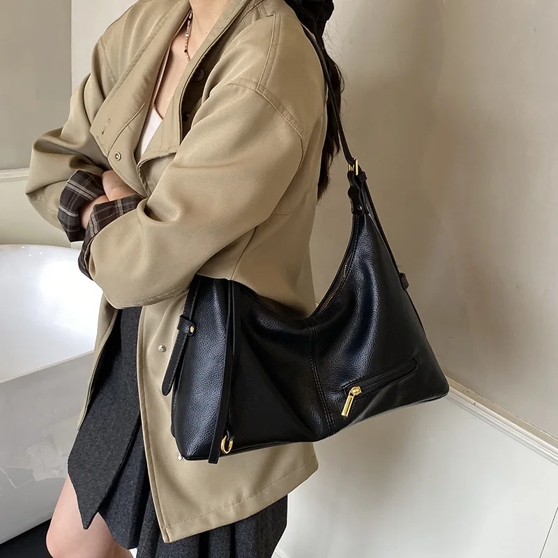 Korean Retro Pu Shoulder Bags For Women Luxury Designer Crossbody Bag Females Fashion Underarm Bags Handbags