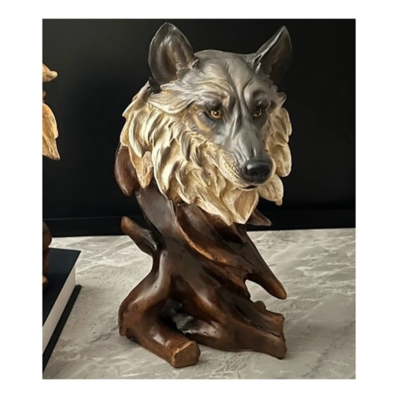 

Wolf Head Bust Handcarved Wolf Head Animal Statue Faux Taxidermy Forest Mountain Wildlife Sculpture