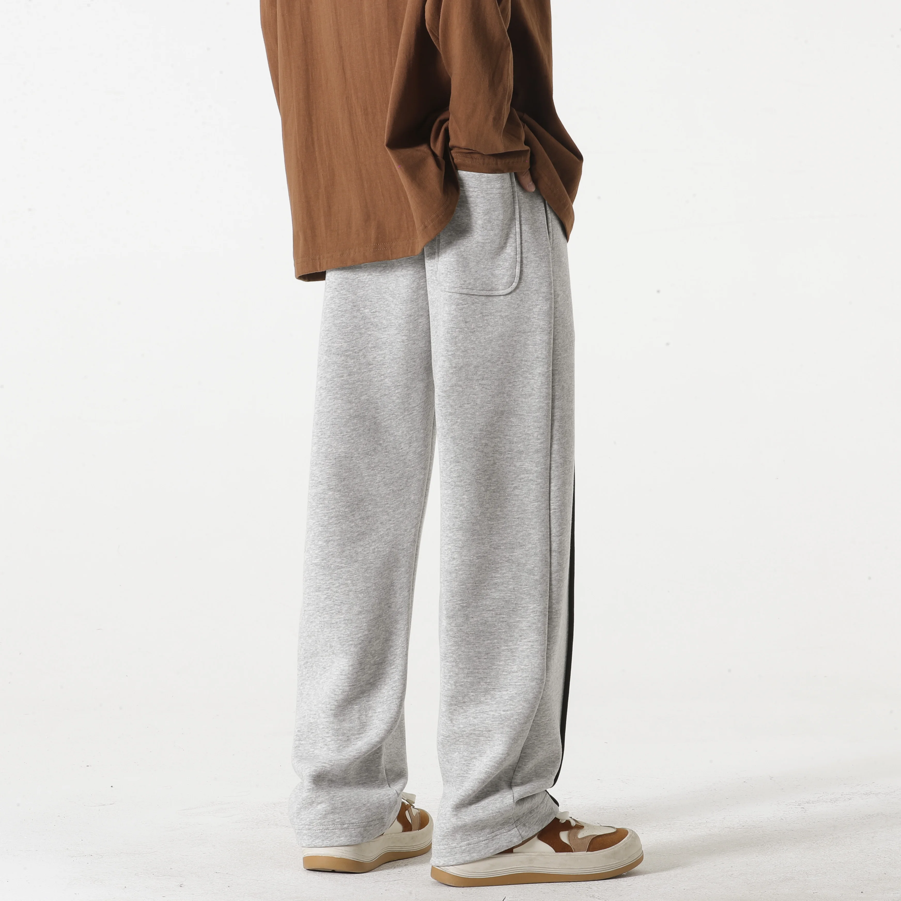 Description Picture 3 of itemTrendy Men Casual Pants With Striped Design Korean Long Pants Loose Wide Leg Pants Fashionable Simple Outdoor Street Wear