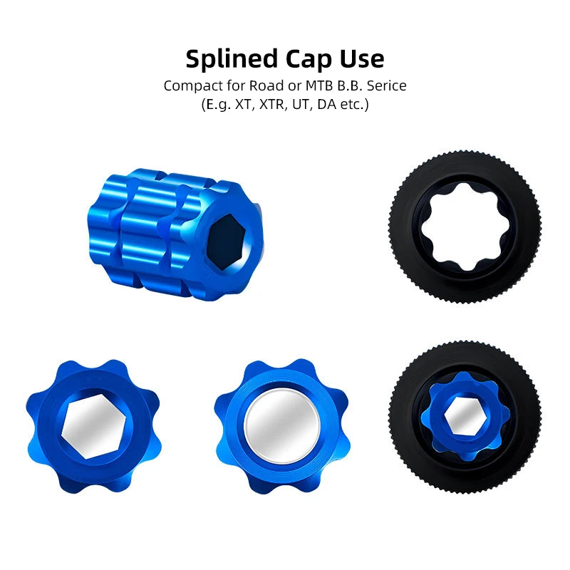 Compact Bicycle Crank Cap Tool CNC-machined Anodized Alloy Sleeve Plum Shaped Overhaul Install Tackle MTB Road Bike Service
