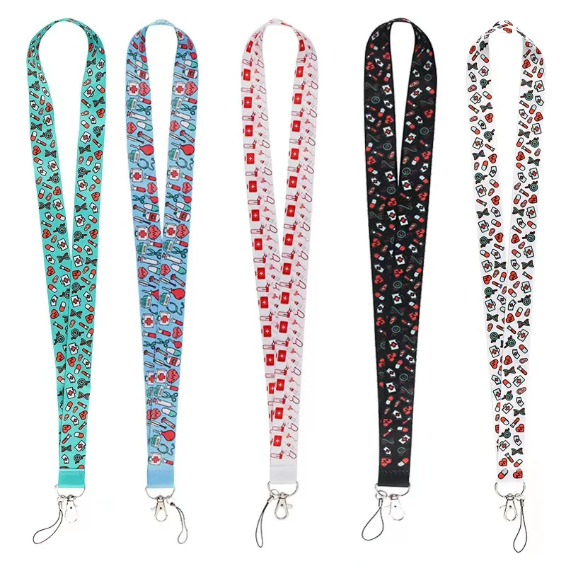 

Wholesale!! Cute Doctor Neck Strap Keychain Lanyard for Keys USB Gym ID Card Badge Holder Phone Straps Hanging Rope Blue Lanyard