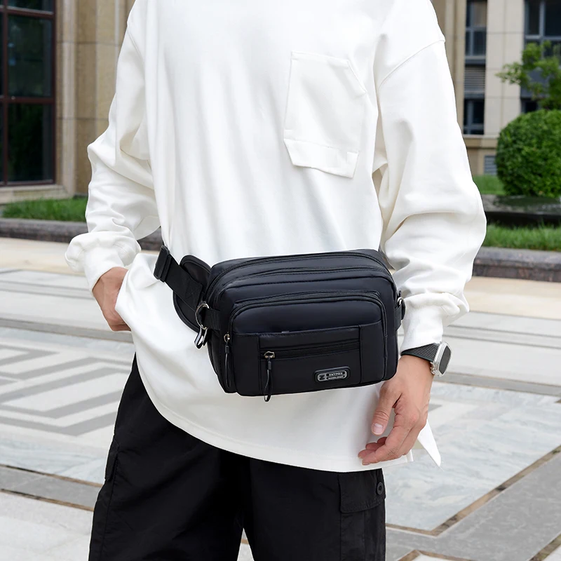 Men's waist bag multifunctional toolkit, wear-resistant mobile phone bag, running bag, leisure outdoor sports waist bag, large c