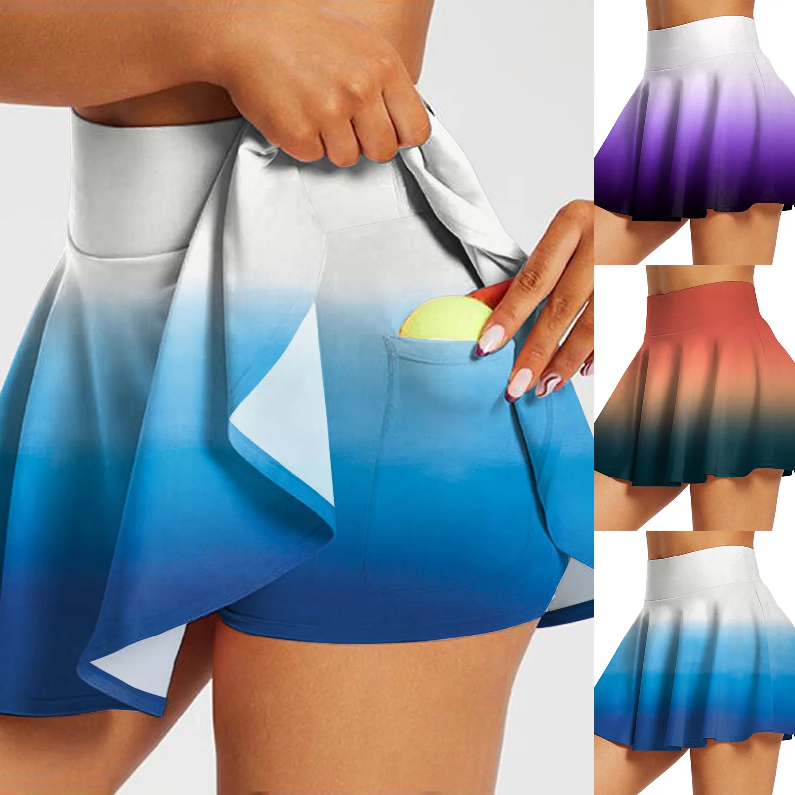 Women High Waist Tennis Skirt Pleated Skirt Fashion Short With Pockets Yoga