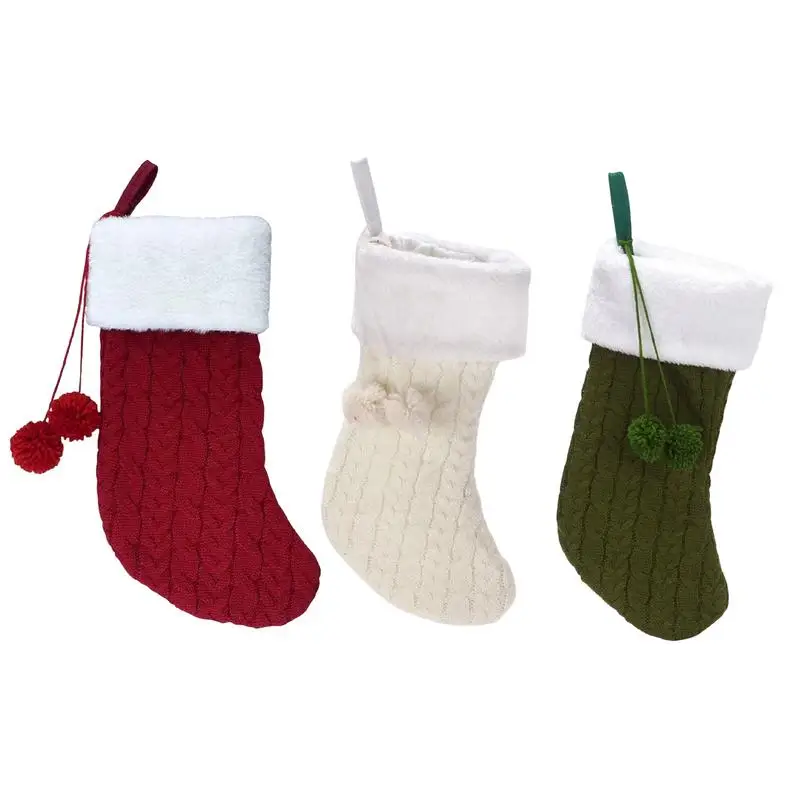 

Stockings For Santa Claus Knitting Santa Claus Stocking For Christmas Atmosphere Party Ornaments For Chocolate Small Gifts Candy