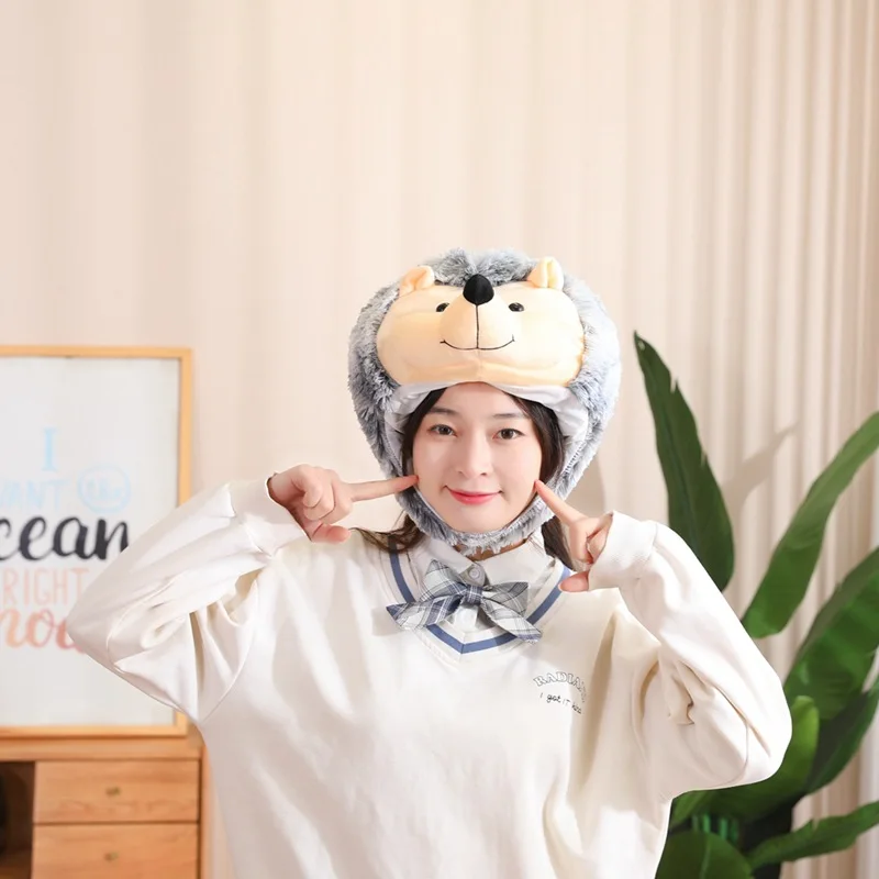 

Cartoon Hedgehog Shape Hat Plush Headcover Photo Headcover Performance Prop