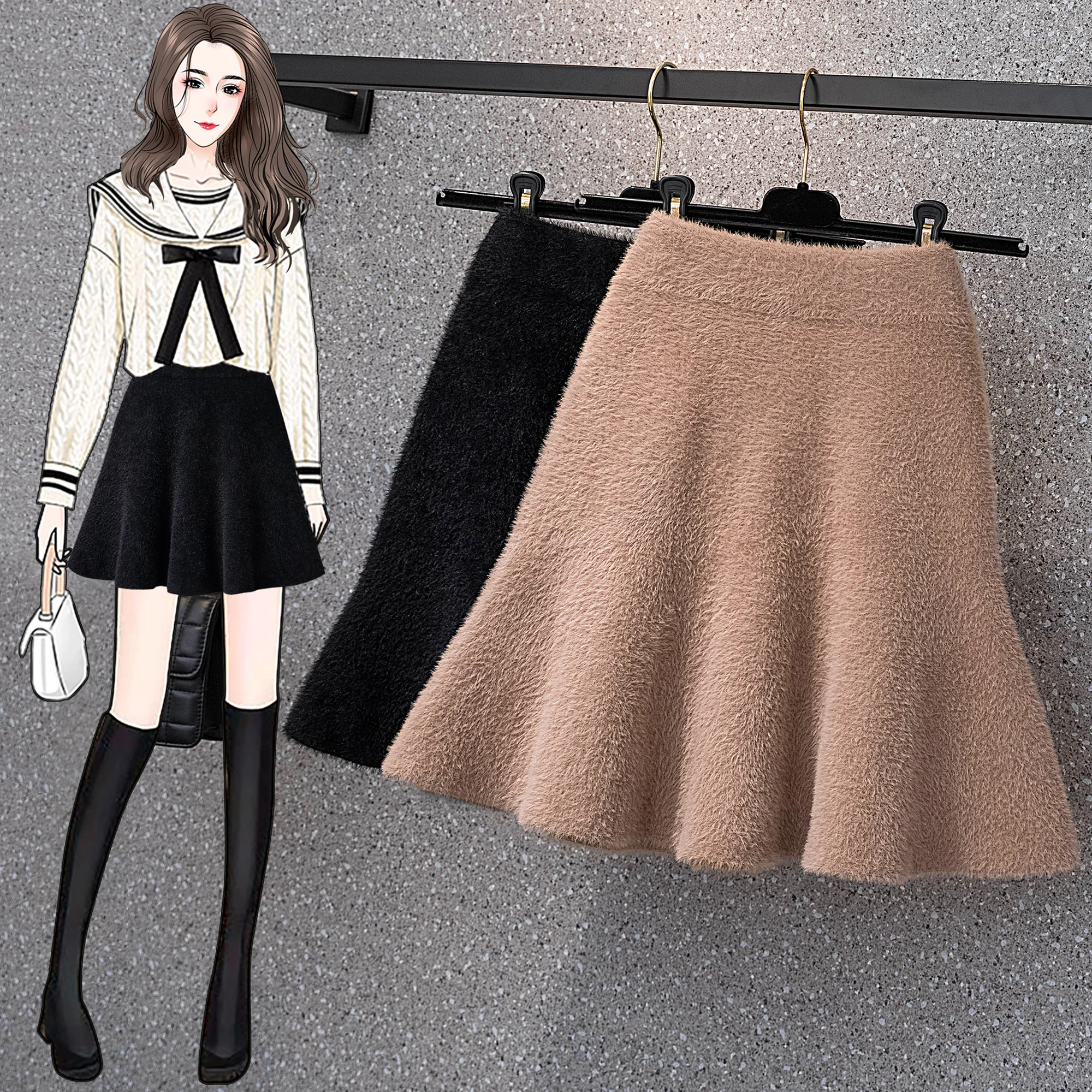 

Юбка женская однотонная с эластичным поясом, модная простая Свободная Повседневная универсальная офисная элегантная одежда в литературном стиле, Осень-зима