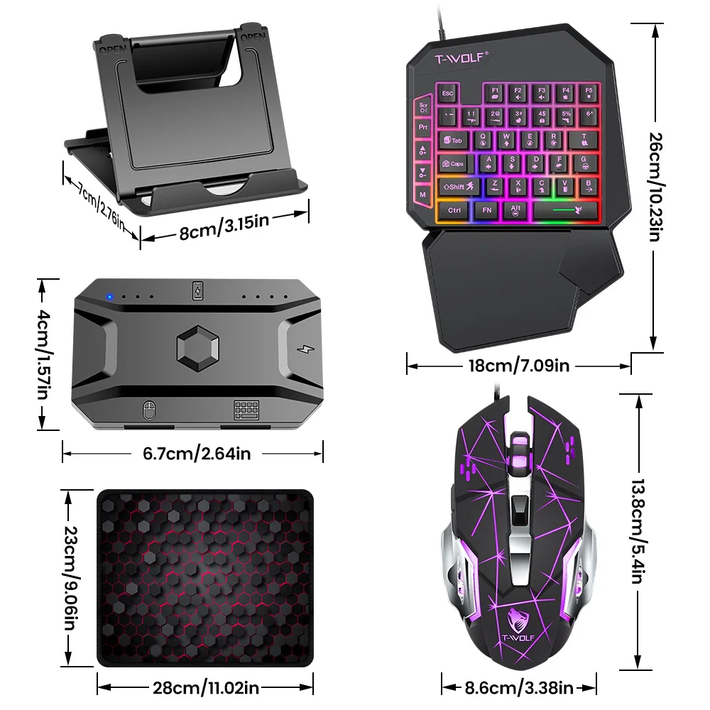 Set 5 in 1, 35 tasti, per uso con una sola mano, mini tastiera da gioco USB ultra sottile con retroilluminazione, cablata, per PC, laptop e desktop._voghion.com