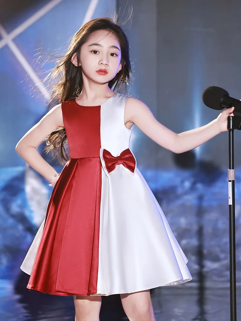 

Summer Teens Kids High End Evening Birthday Party Dresses Children's Princess Ball Gown Flower Girl Host Piano Performance Dress