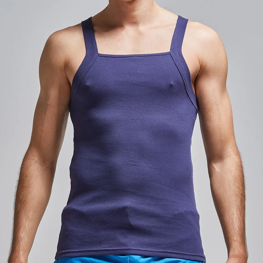Men's Square Cut Tank Tops G-Unit Cotton Ribbed Casual Undershirts Muscle Tank Shirts Sleeveless Comfort Stretch Workout Vest