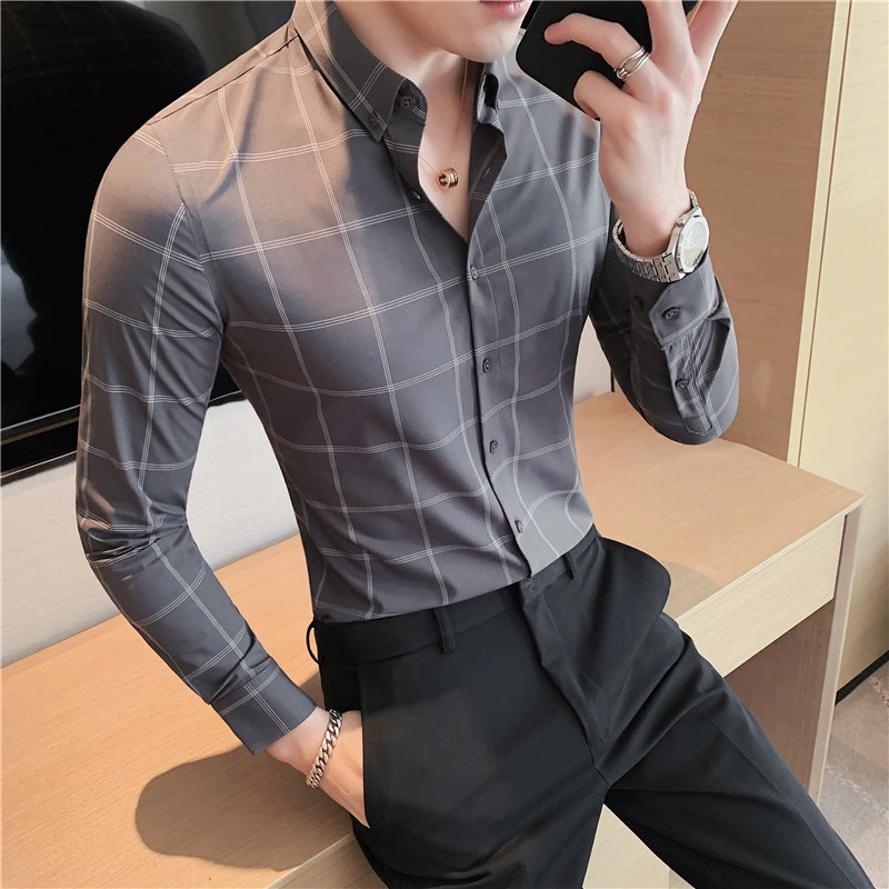 Minnaar mot Zin Plus Size 4XL M Kwaliteit Business Formele Slijtage Lange Mouwen Plaid  Shirt Mannen Kleding 2022 Slim Fit Strijkvrij Kantoor blouse Homme Hot| | -  AliExpress