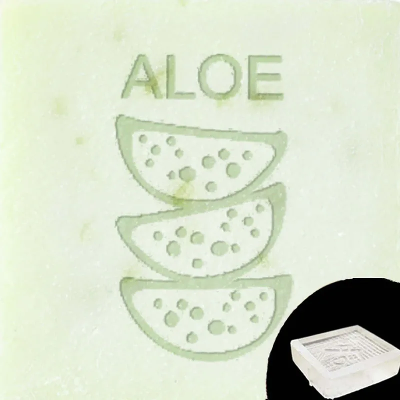Handmade Soap Stamp with Aloe Letter Pattern, Plant Series, DIY Soap Making, Transparent Acrylic Chapter, Custom, 40x40mm
