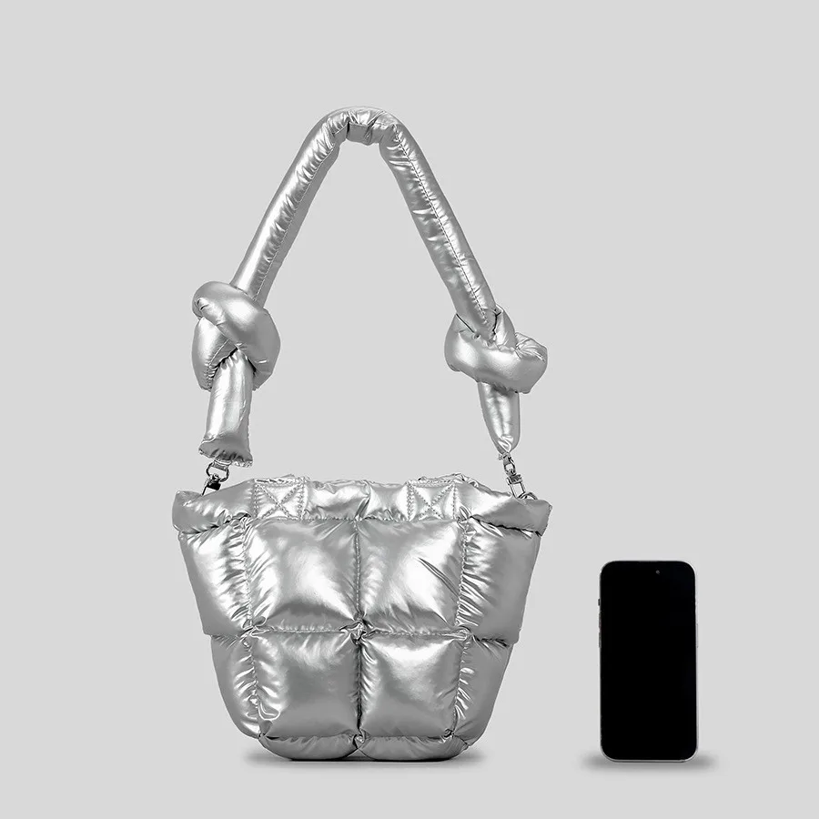 Designer Brand Lingge Quilted Padded Tote Nylon Women Handbags Luxury Down Cotton Shoulder Crossbody Bags Shopper Bag 2024