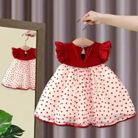 (0-3 Years Old) Summer Baby Girl Bow Flying Sleeves Princess Dress Girl Korean Edition Little Love Birthday Dress 2