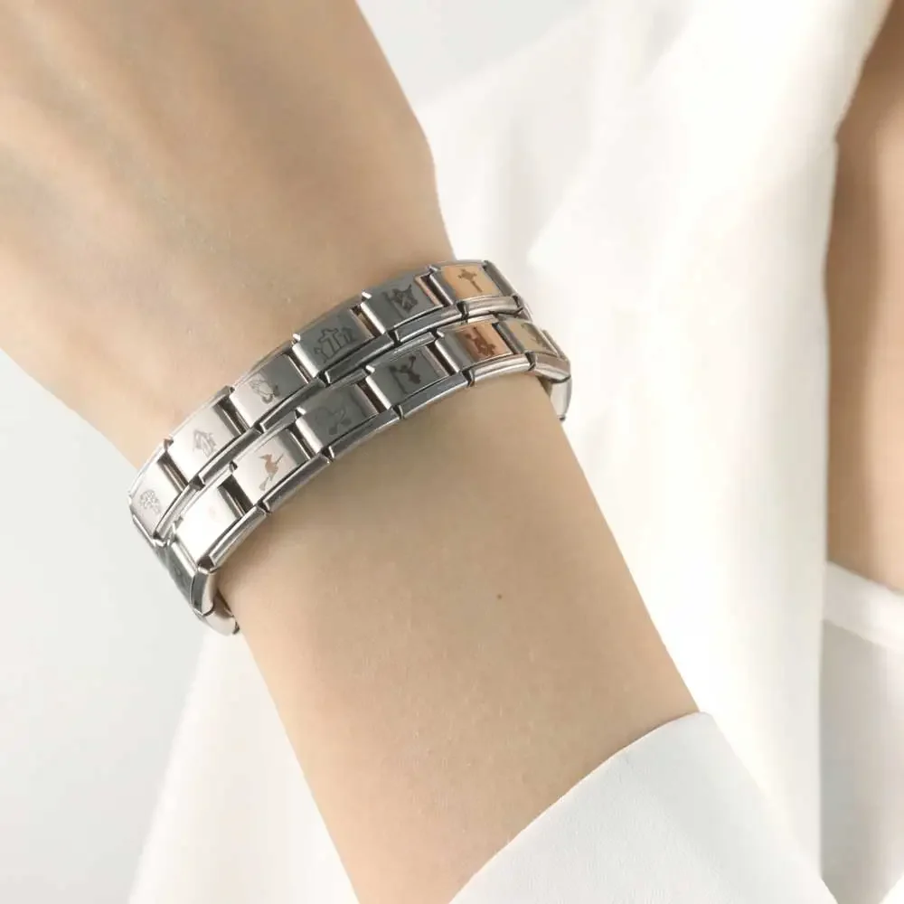 Fashion Stainless Steel Cross Religion Jesus Charm Italian Links Fit 9mm Bracelet Diy Making Jewelry Dj106-F charm bracelet
