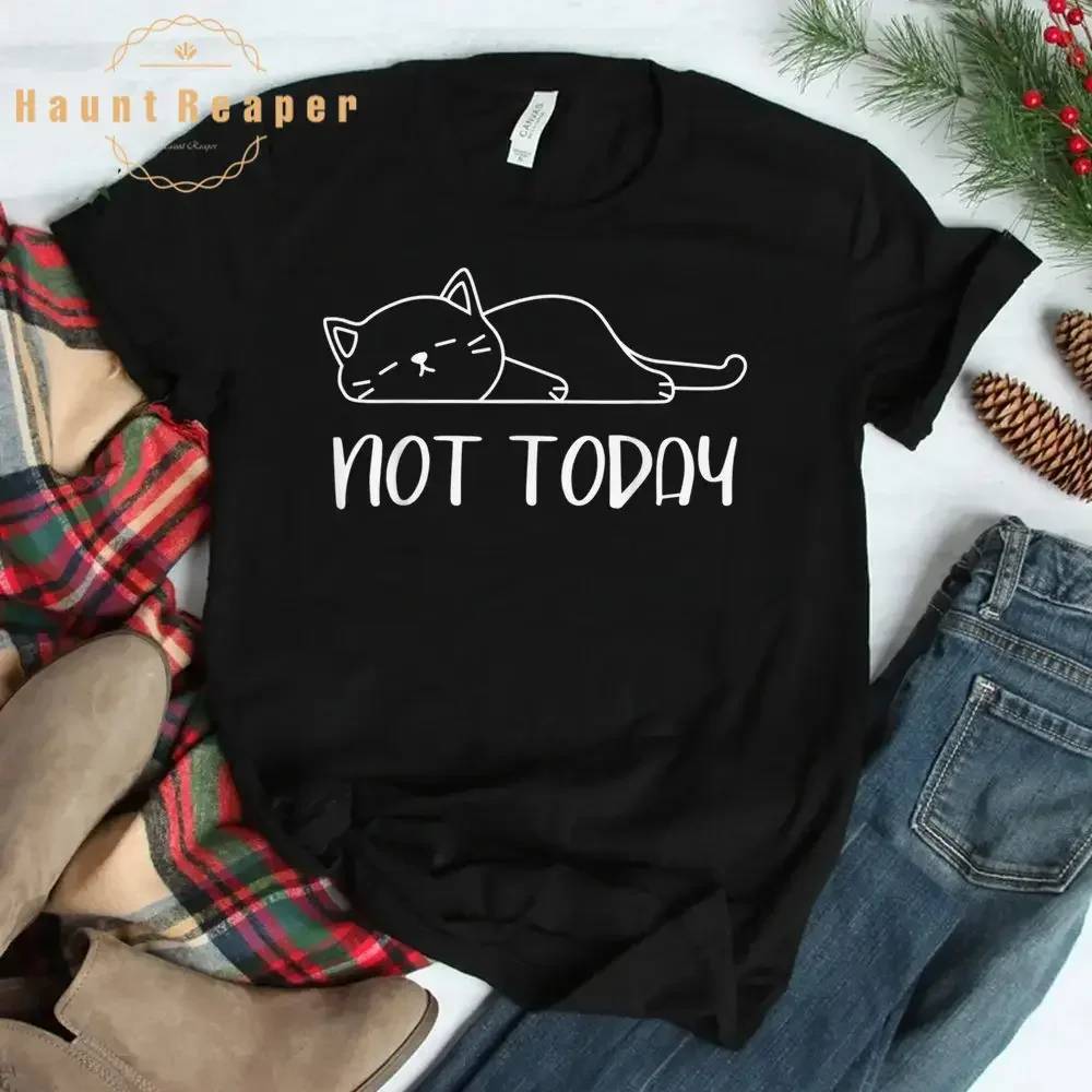 

Haunt Reaper Men T Shirt Nope Not Today Lazy Cat Meme Shirt Streetwear Summer Comfortable Tee