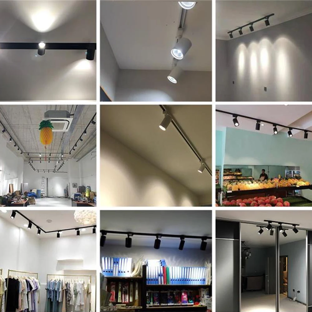 Set Led Track Light Fixture COB Track Lighting lampada da parete Rail 220V Spot Lights Led track rail Spotlight negozio di abbigliamento Shop Home