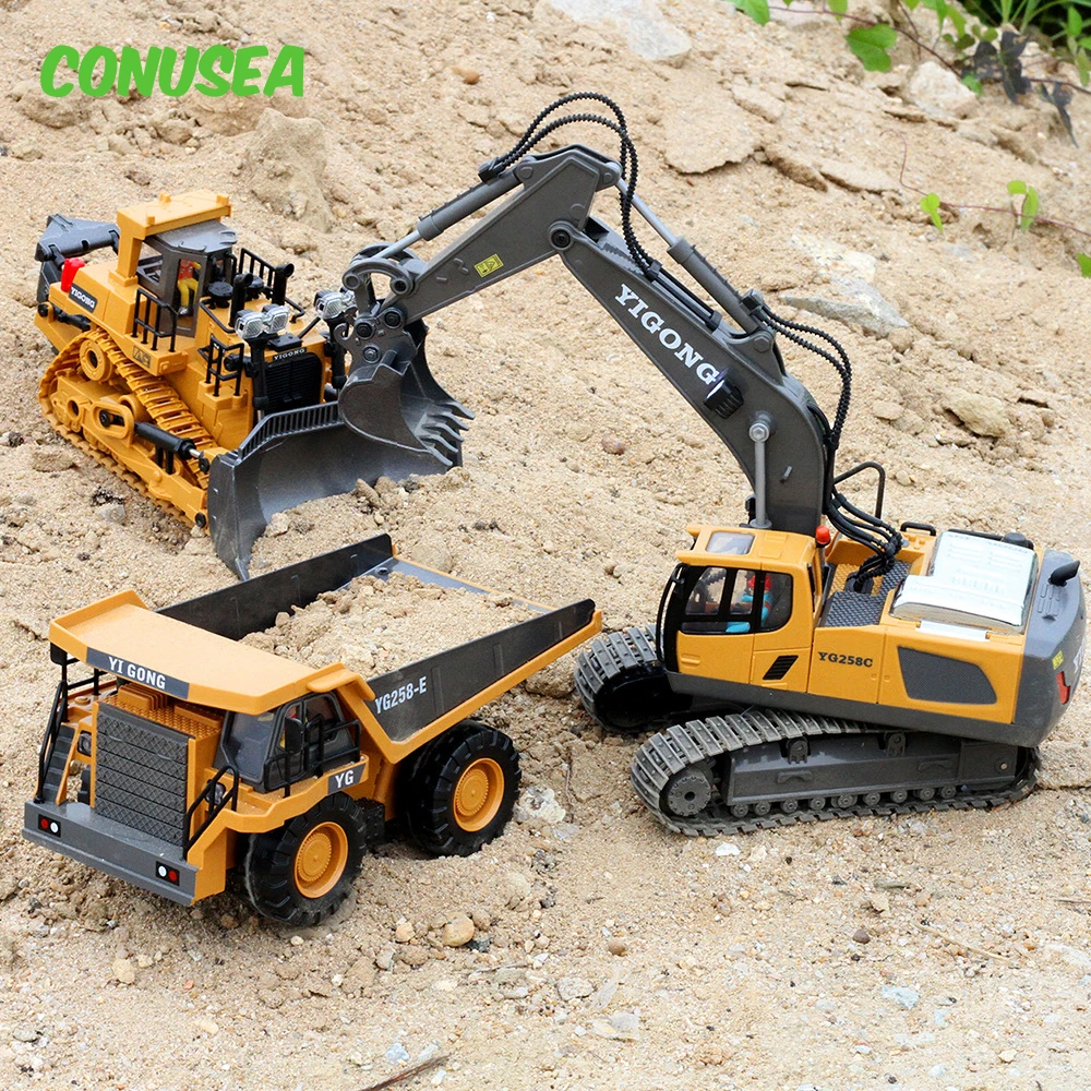 1/20 Rc Truck Toys For Kids 11Ch Rc Escavatore Bulldozer Dumper Cars Camion Veicolo Da Costruzione Elettrico Crawler Toys For Boys