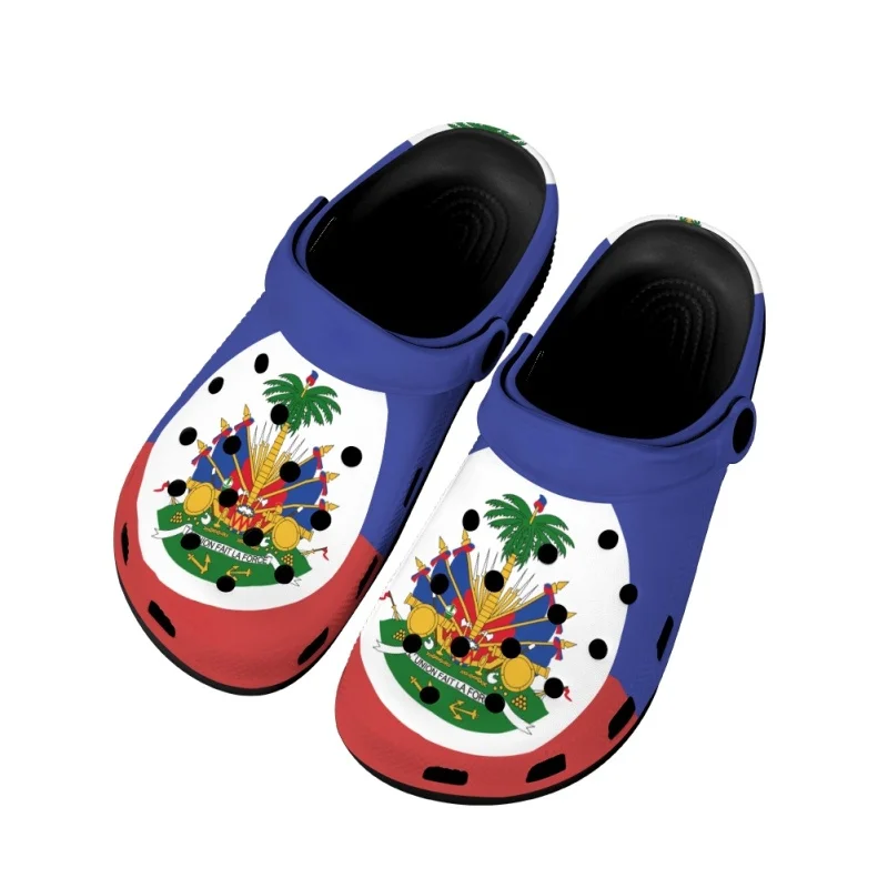 Haitian Flag Summer Slippers For Adults Breathable Garden Shoes Sandals Zapatos Summer Lightweight Hiking Slides
