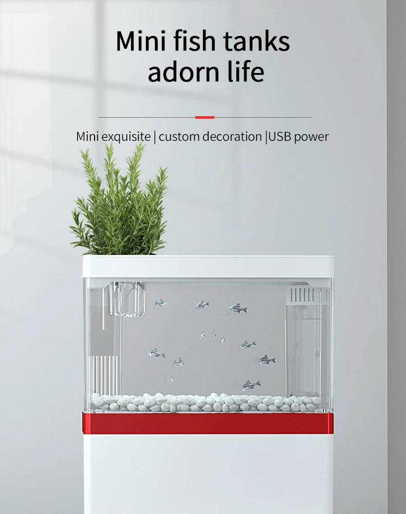 Home Fish Tank Small Desktop Creative Landscape Package Ecological Micro Landscape Free Water Bucket Fish Tank Mini Aquarium