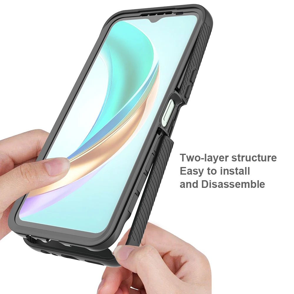 Transparent Shockproof Armor Phone Case Cover with Full Coverage PET Screen Protector