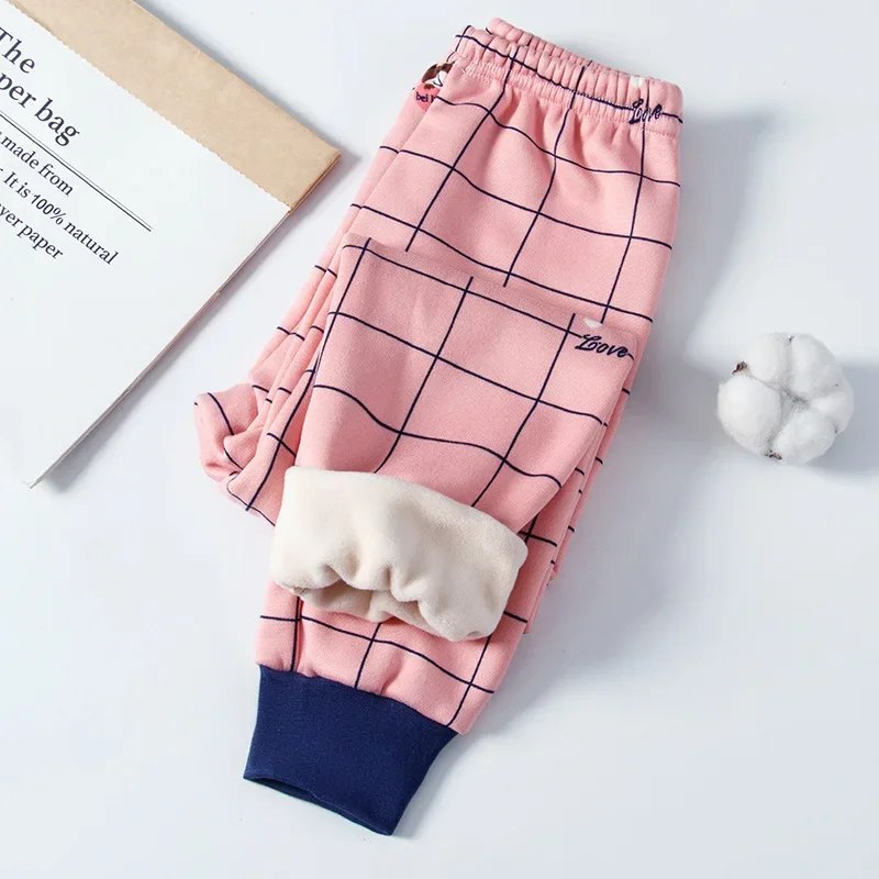 New 2-8 Years Old Boys and Girls Warm Pants Baby Solid Color Thick Pants Soft Sleepers Warm Children's Clothing