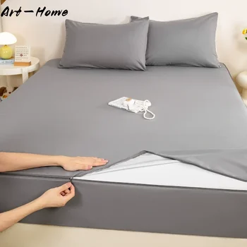 Housse de matelas imperméable avec fermeture éclair, 6 côtés, protection de matelas tout compris, drap-housse antidérapant personnalisable 1