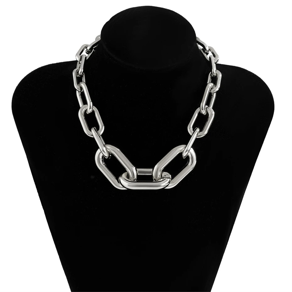 Collana a catena robusta intrecciata esagerata per donna Punk