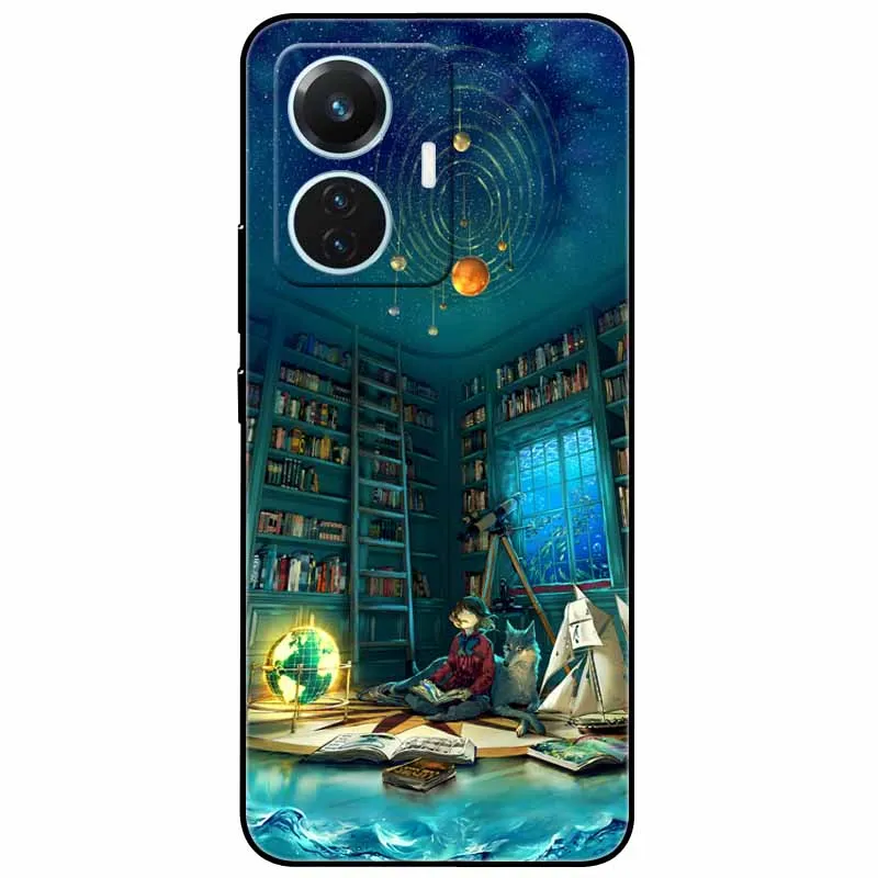 Starry Moon Black Silicone TPU Shockproof Case Cover