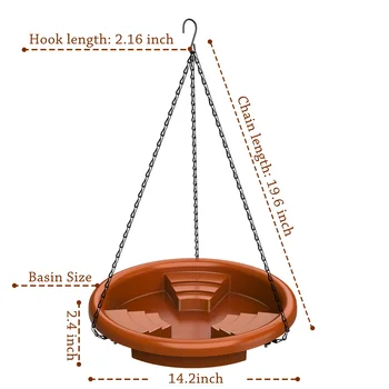Hanging Bird Feeder Garden with Hook Chain Outdoor Drinking Bird Feeder Tray Platform Hanging Bird Bathtub Bird Raising Tool 2