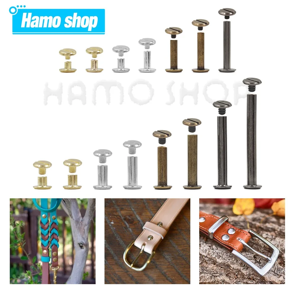 10Pcs Leather Craft Chicago Screws Solid Round Head Nail Studs Rivets Bolt For Luggage Clothes Bag Strap Shoes Belt Decorations