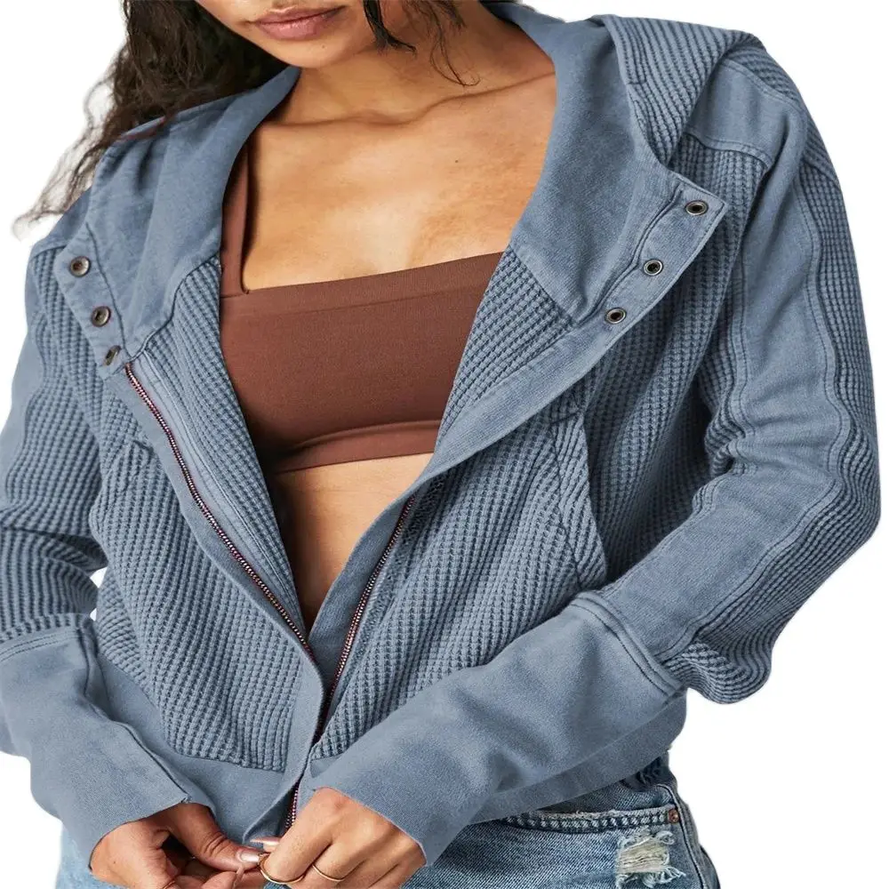 

Autumn/Winter Euro-American Lazy Style Jacket Knitwear Sweatshirts Women Pure Color Loose Thicken Zipper Hooded Sweater