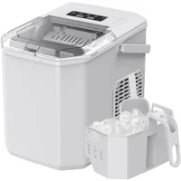 Ice maker countertop, portable ice maker with handle, self-cleaning ice maker with basket and spoon, 9 cubes in 6 minutes 1