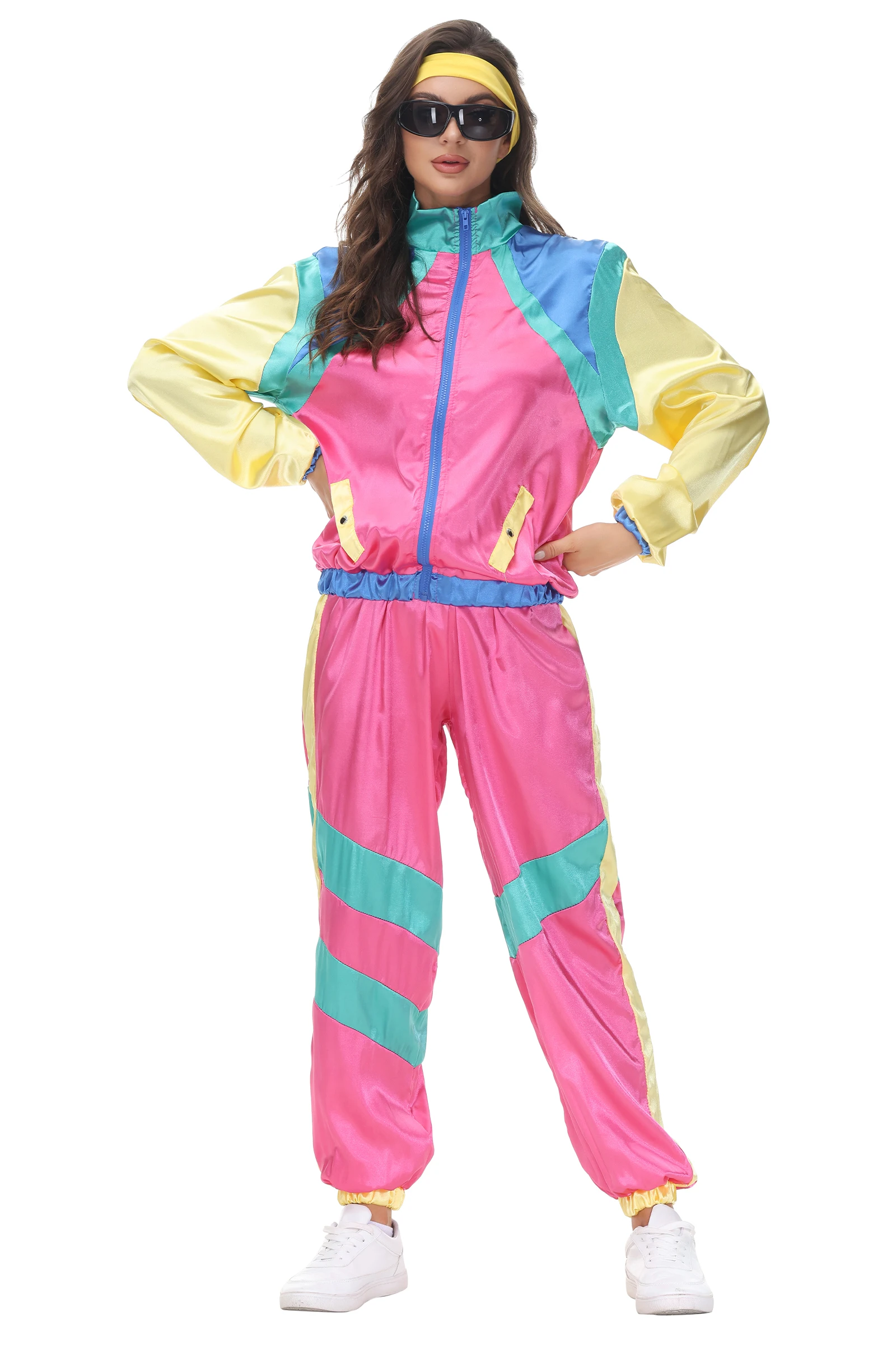 80s Party Girl Ladies Fancy Dress 1980's Neon Retro Dancer Adults Womens  Costume